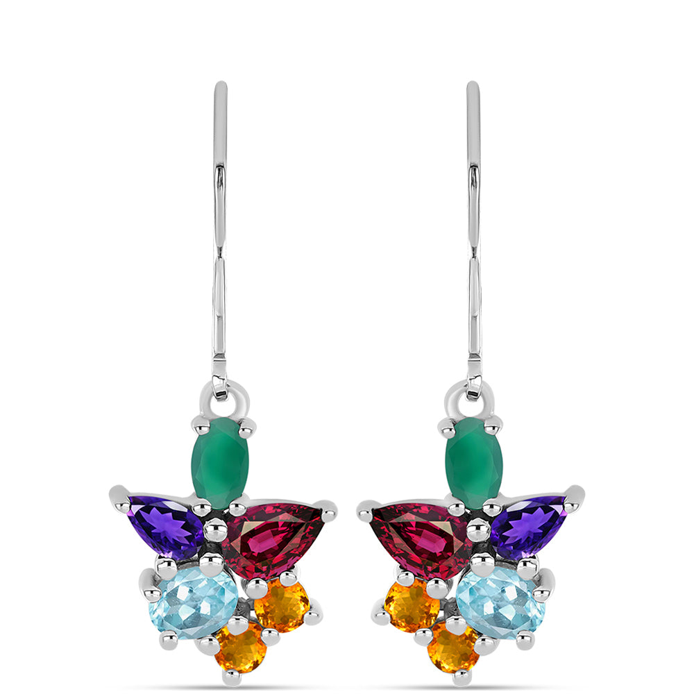 Silberohrringe mit marokkanischem Amethyst und grünem Achat 1 