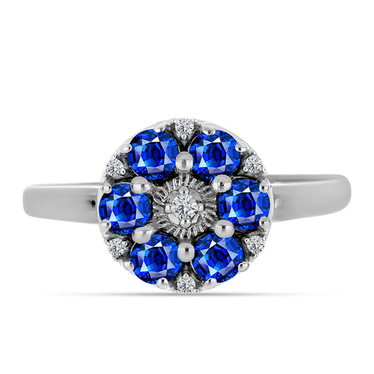 Silberring mit australischem blauem Saphir und weißem Topas