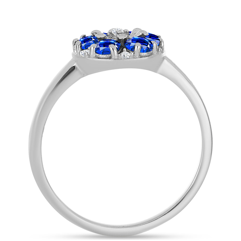 Silberring mit australischem blauem Saphir und weißem Topas 2 