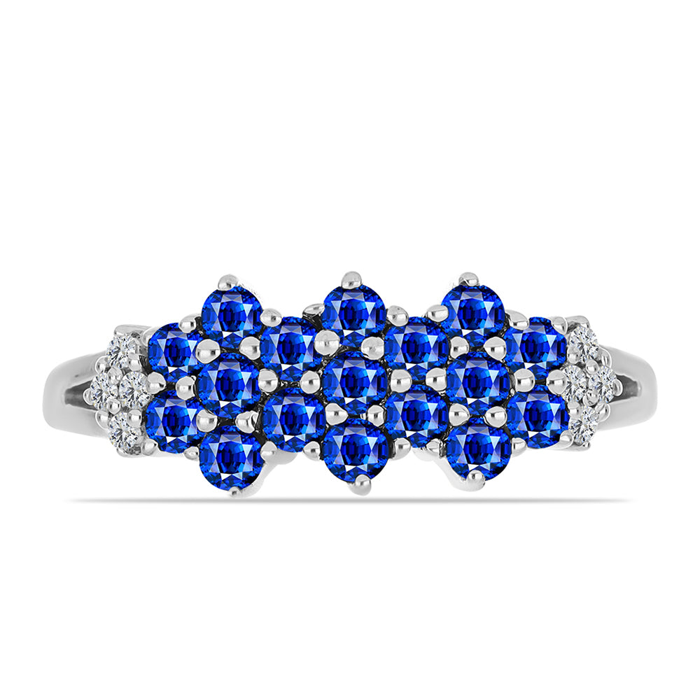 Silberring mit australischem blauem Saphir und weißem Topas