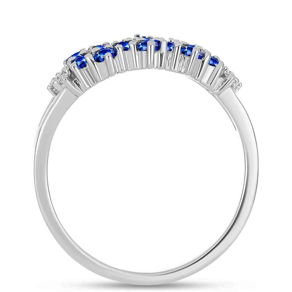 Silberring mit australischem blauem Saphir und weißem Topas 2 