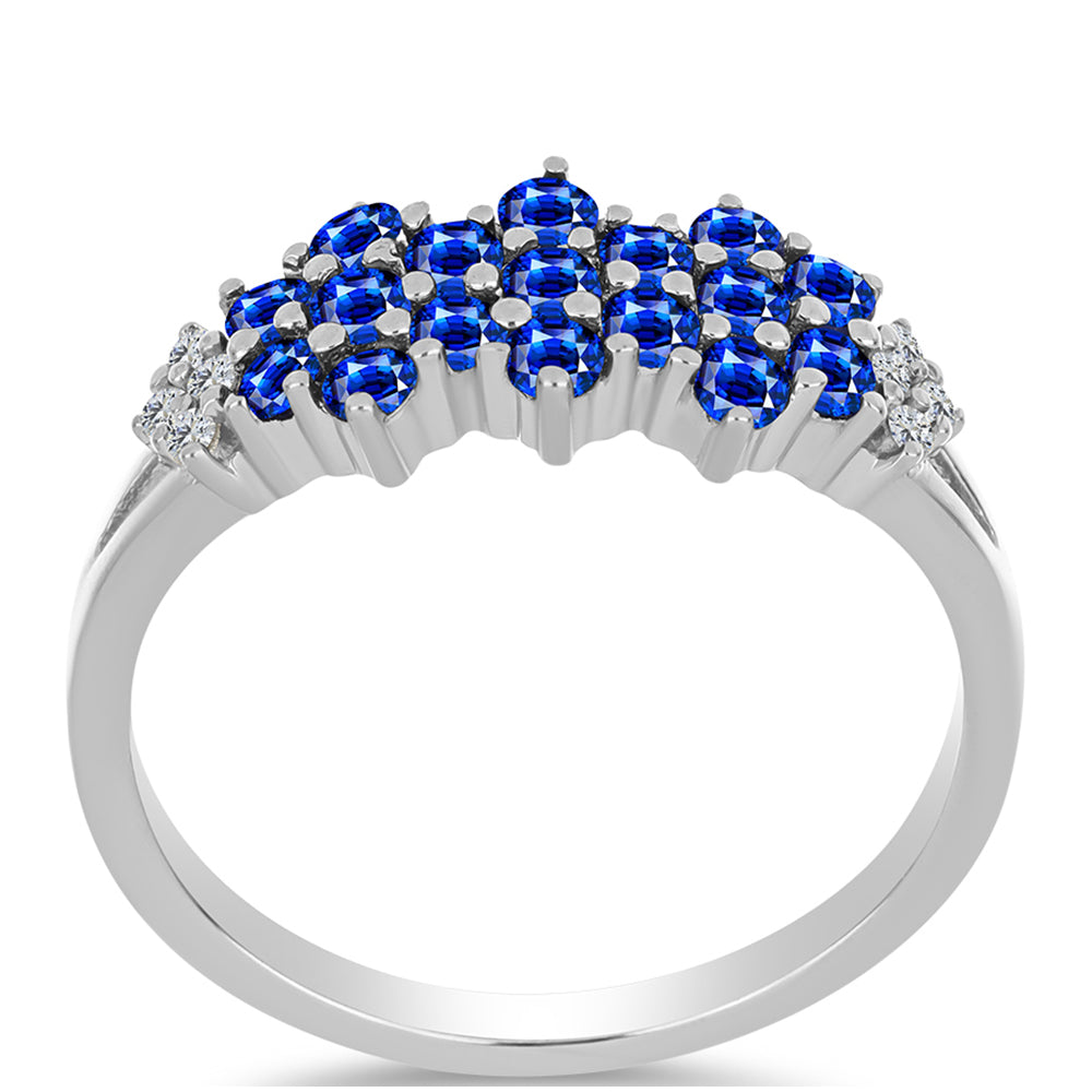 Silberring mit australischem blauem Saphir und weißem Topas