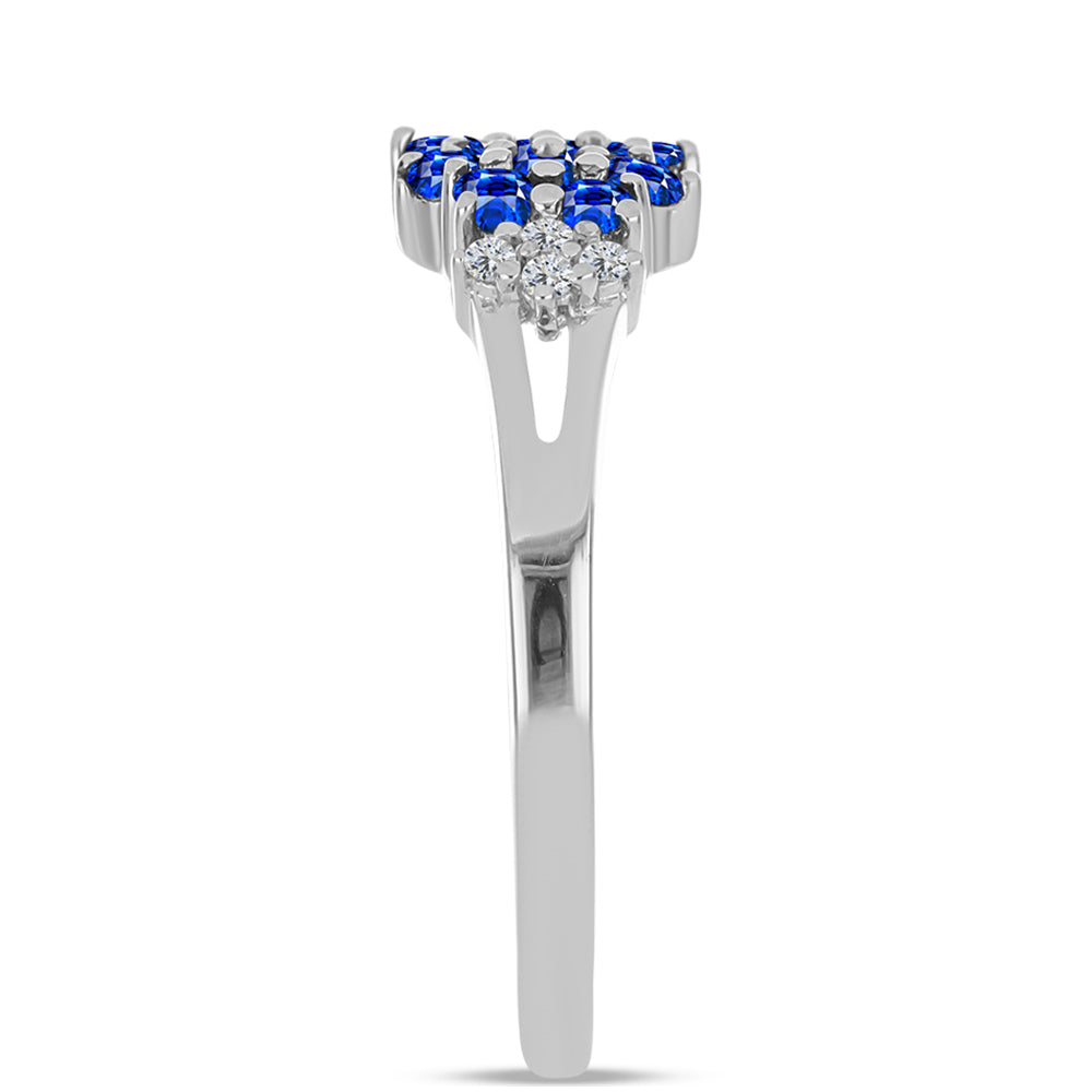 Silberring mit australischem blauem Saphir und weißem Topas 4 