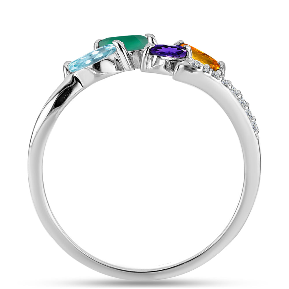 Silberring mit marokkanischem Amethyst und grünem Achat 2 