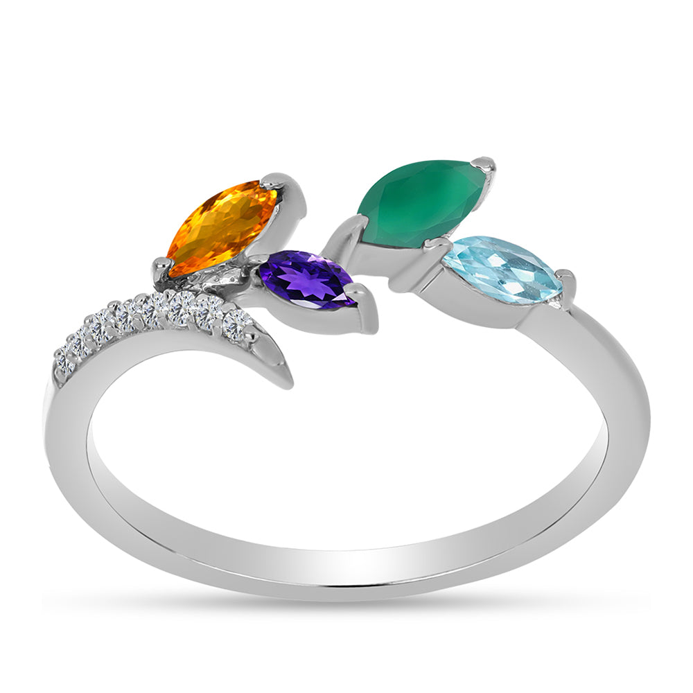 Silberring mit marokkanischem Amethyst und grünem Achat 3 