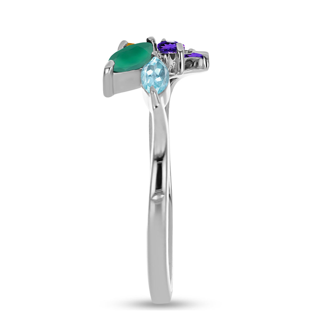 Silberring mit marokkanischem Amethyst und grünem Achat 4 