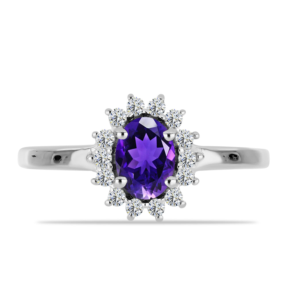 Silberring mit marokkanischem Amethyst und weißem Topas 1 