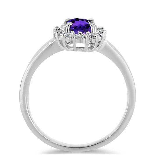 Silberring mit marokkanischem Amethyst und weißem Topas