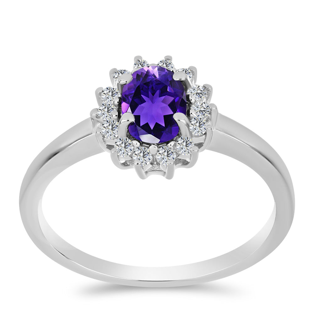 Silberring mit marokkanischem Amethyst und weißem Topas