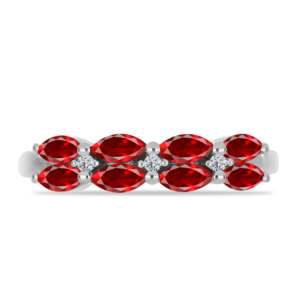 Silberring mit rotem Achat und weißem Topas 2 