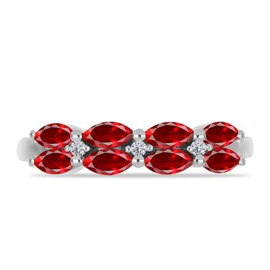 Silberring mit rotem Achat und weißem Topas