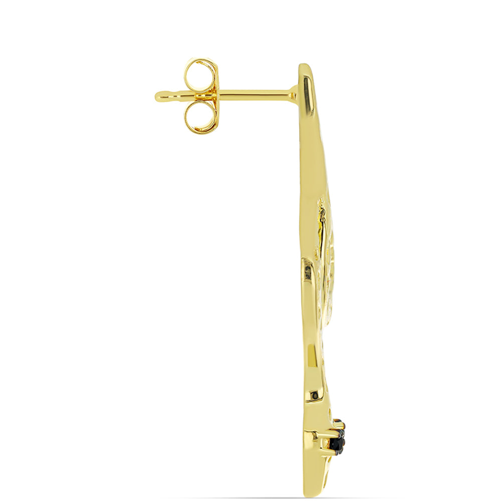Goldplattierte Silberohrringe mit schwarzem Spinell 2 