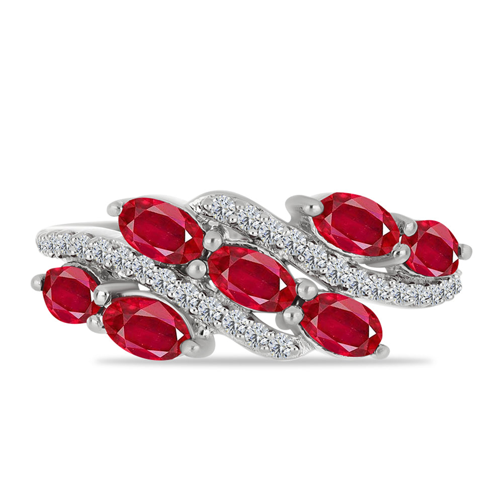 Silberring mit rotem Achat und weißem Topas