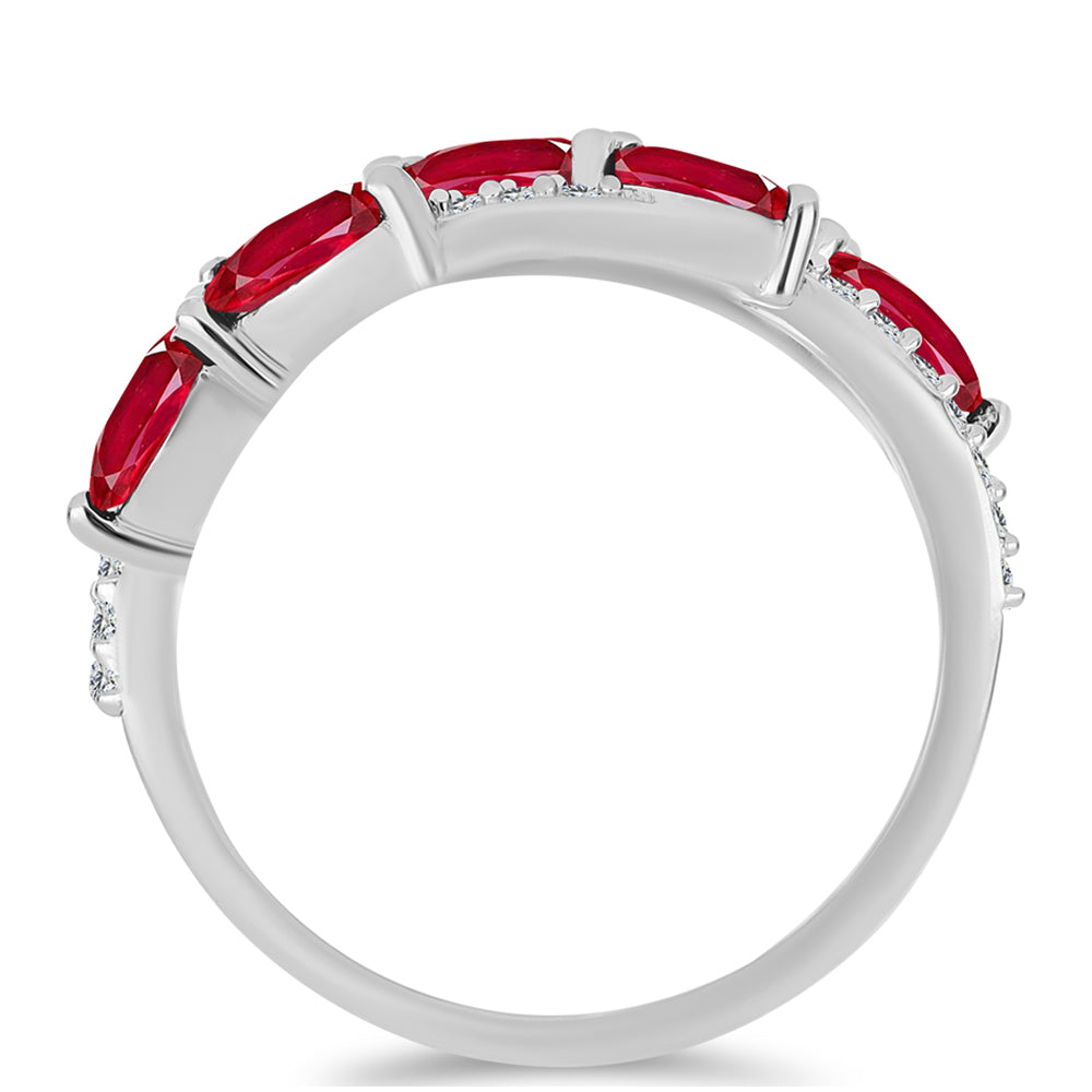 Silberring mit rotem Achat und weißem Topas