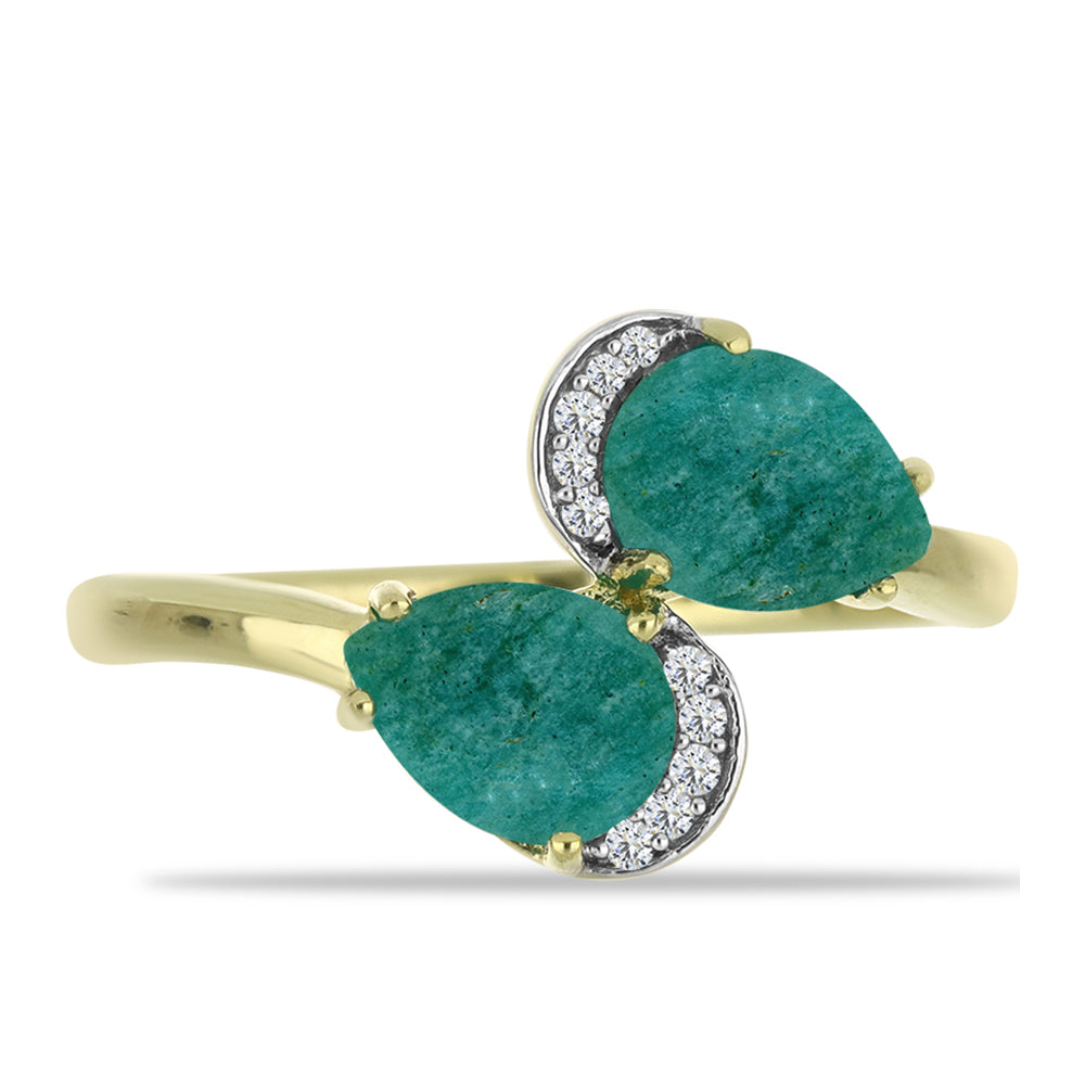 Goldplattierter Silberring mit Amazonit und weißem Topas