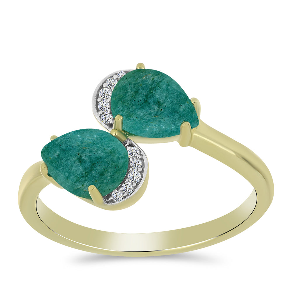 Goldplattierter Silberring mit Amazonit und weißem Topas