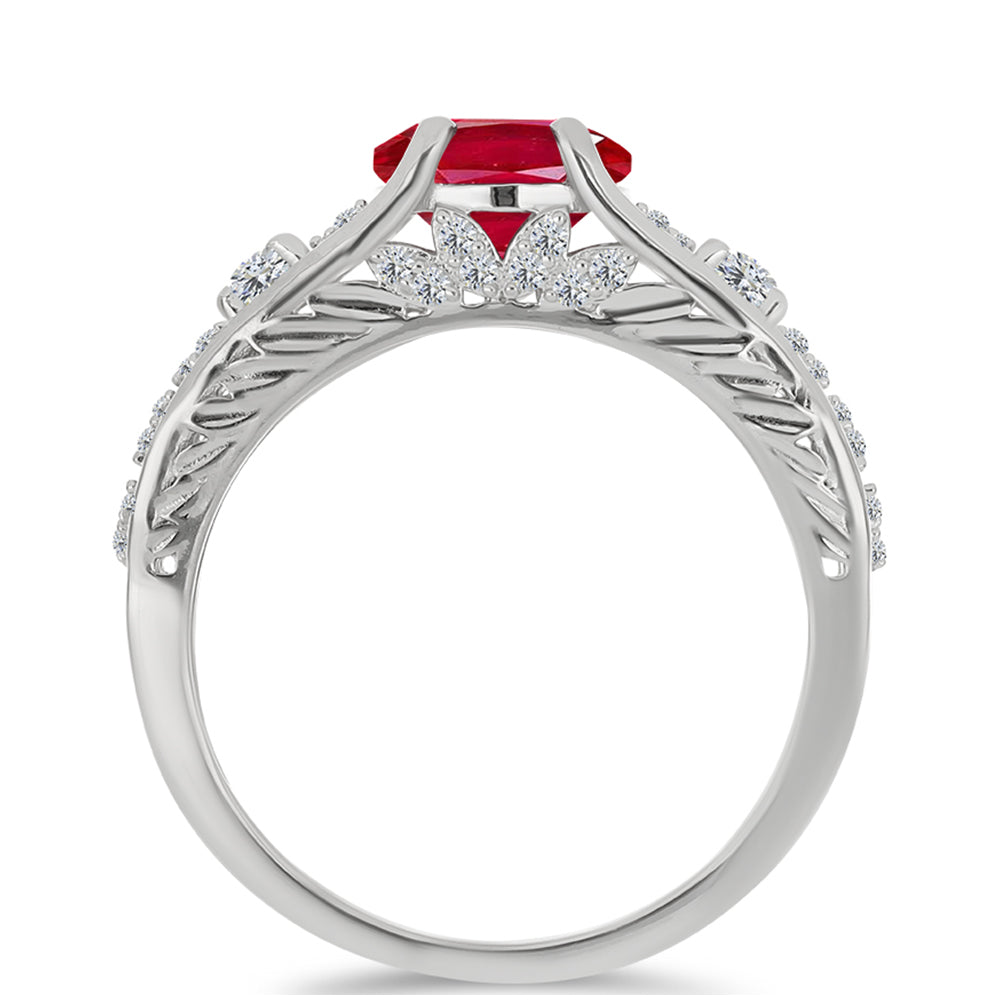 Silberring mit rotem Achat und weißem Topas