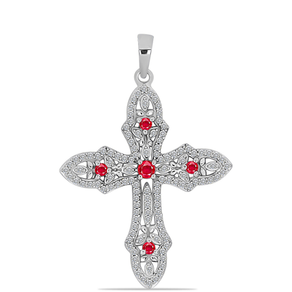 Silberanhänger mit rotem Achat und weißem Topas 1 