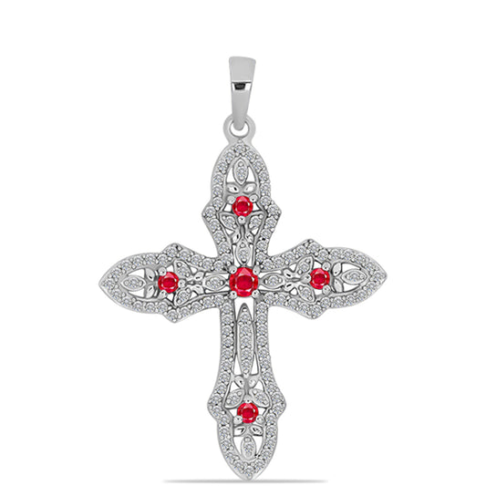 Silberanhänger mit rotem Achat und weißem Topas