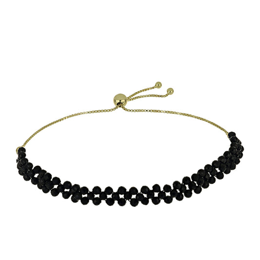 Goldplattiertes Silberarmband mit schwarzem Spinell
