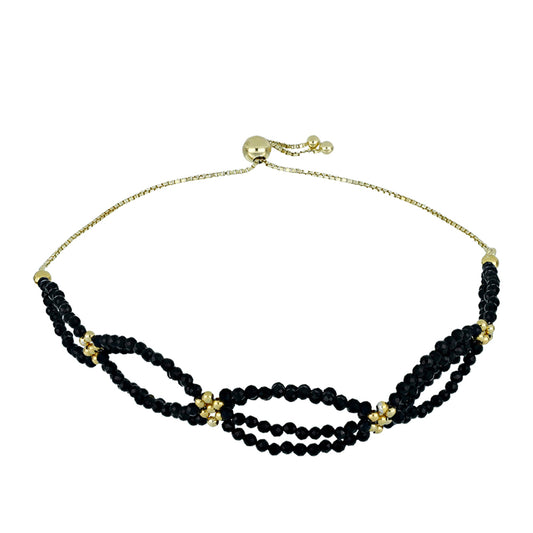 Goldplattiertes Silberarmband mit schwarzem Spinell