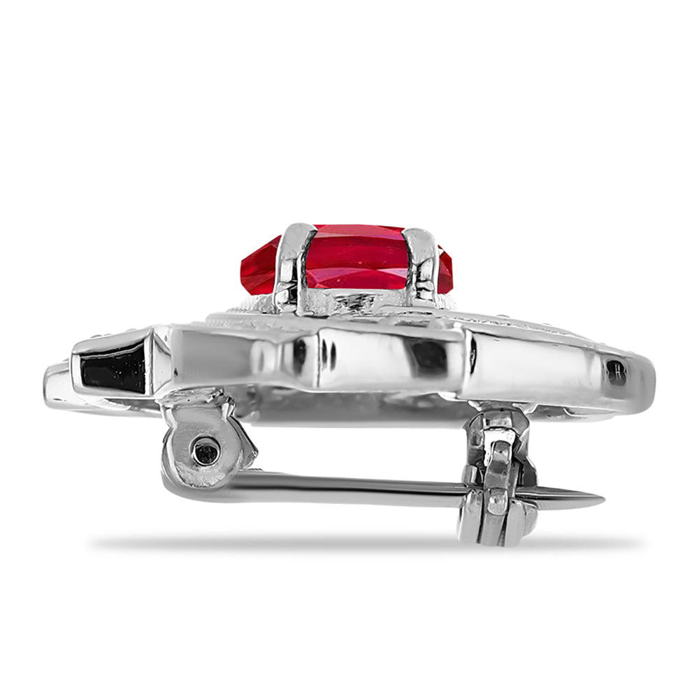 Silberbrosche mit rotem Achat und weißem Topas 2 