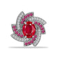 Silberbrosche mit rotem Achat und weißem Topas