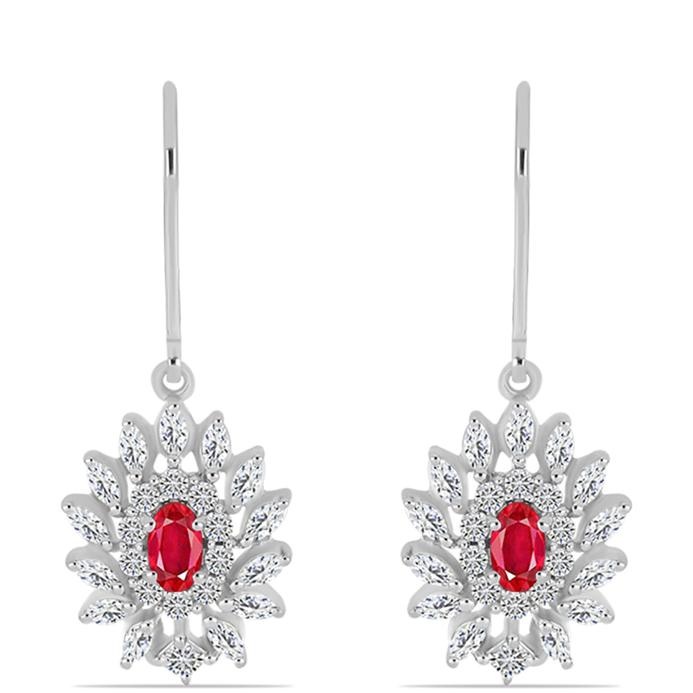 Silberohrringe mit rotem Achat und weißem Topas