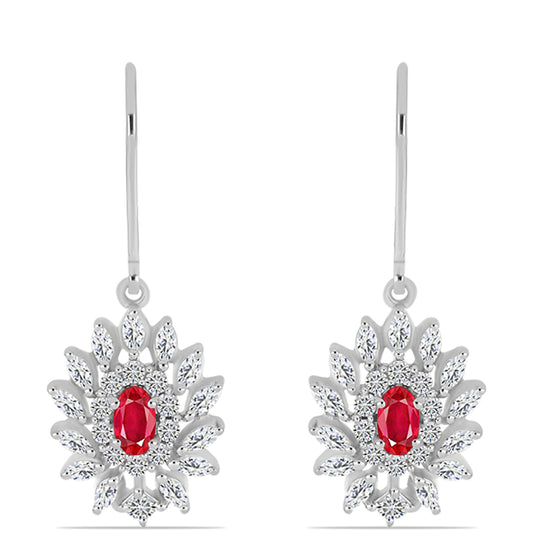 Silberohrringe mit rotem Achat und weißem Topas