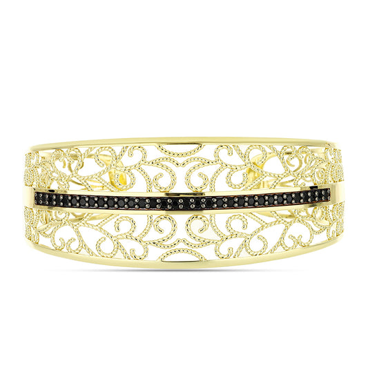 Goldplattierter Silberarmreif mit schwarzem Spinell