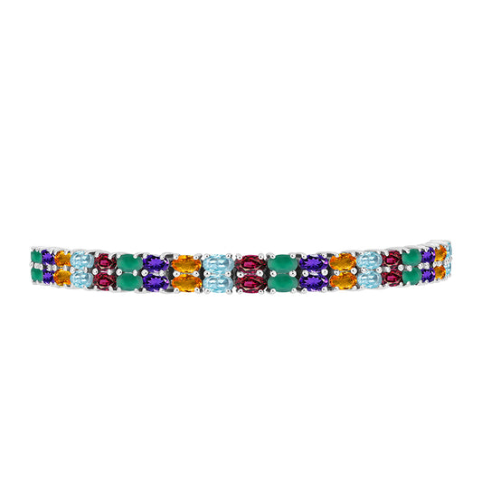 Silberarmband mit marokkanischem Amethyst und grünem Achat