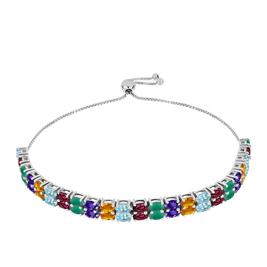 Silberarmband mit marokkanischem Amethyst und grünem Achat