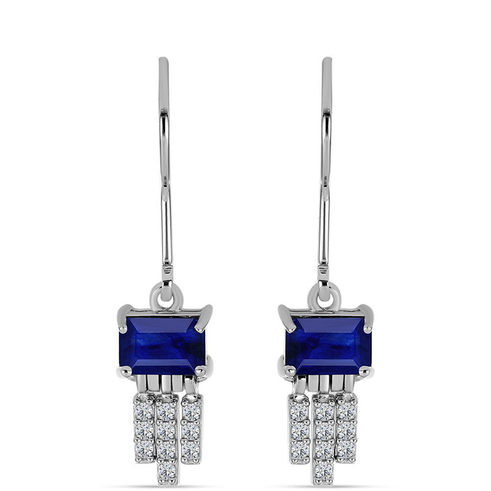 Silberohrringe mit australischem blauem Saphir und weißem Topas 1 