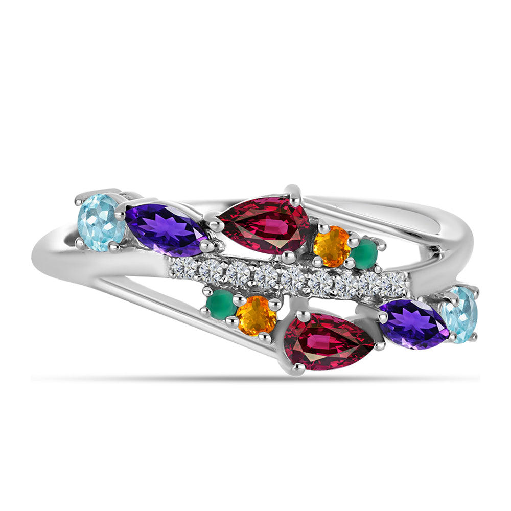 Silberring mit marokkanischem Amethyst und grünem Achat 1 