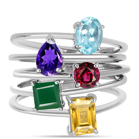 schmuckgarnitur aus Silber mit marokkanischem Amethyst und grünem Achat