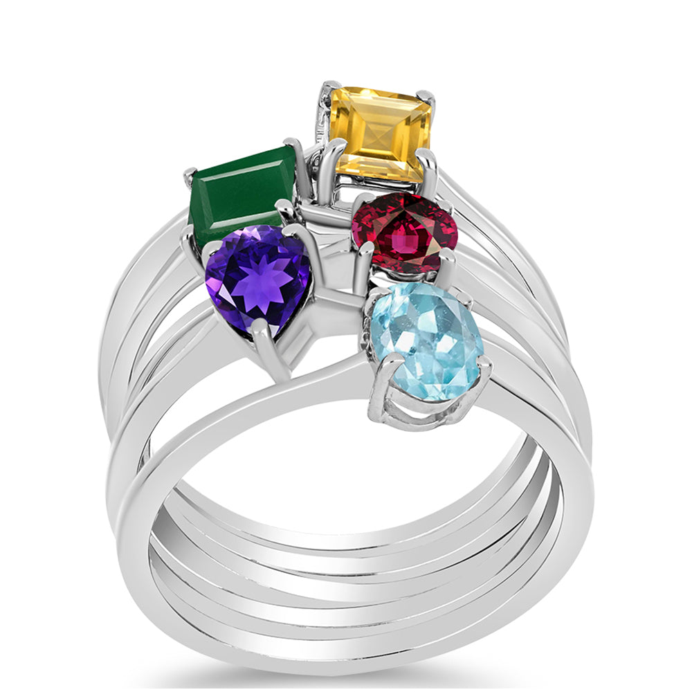 schmuckgarnitur aus Silber mit marokkanischem Amethyst und grünem Achat