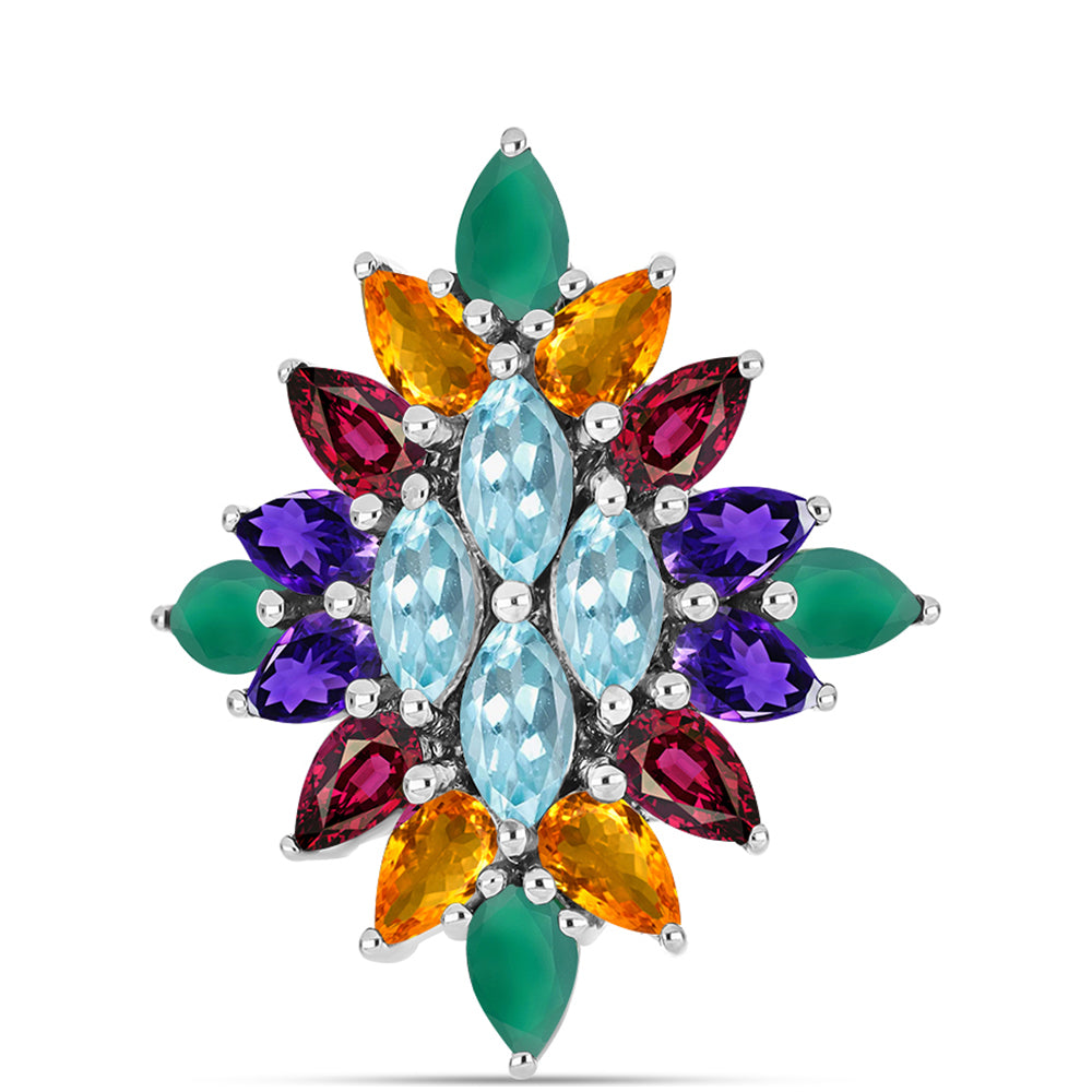 Silberring mit marokkanischem Amethyst und grünem Achat 1 