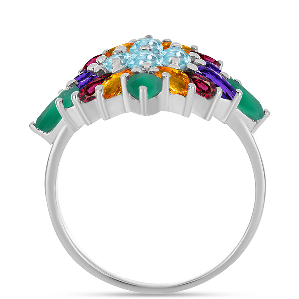 Silberring mit marokkanischem Amethyst und grünem Achat 2 