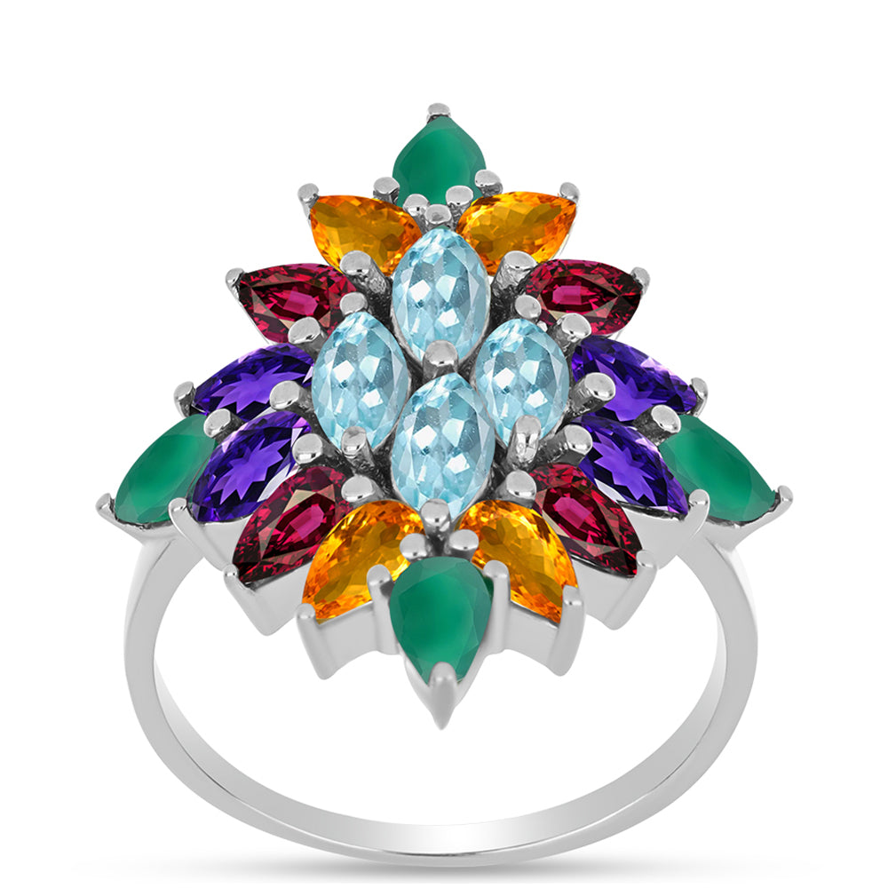 Silberring mit marokkanischem Amethyst und grünem Achat 3 