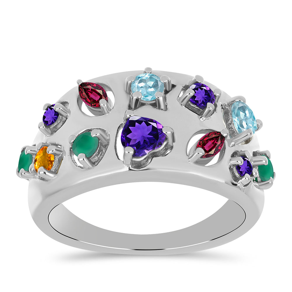 Silberring mit marokkanischem Amethyst und grünem Achat 3 