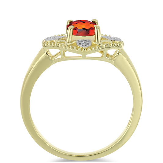 Goldplattierter Silberring mit Citrin aus Madeira und weißem Topas