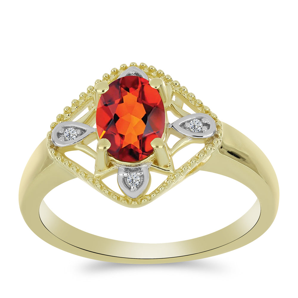 Goldplattierter Silberring mit Citrin aus Madeira und weißem Topas