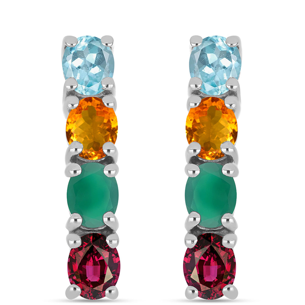 Silberohrringe mit grünem Achat und Zitrin 1 