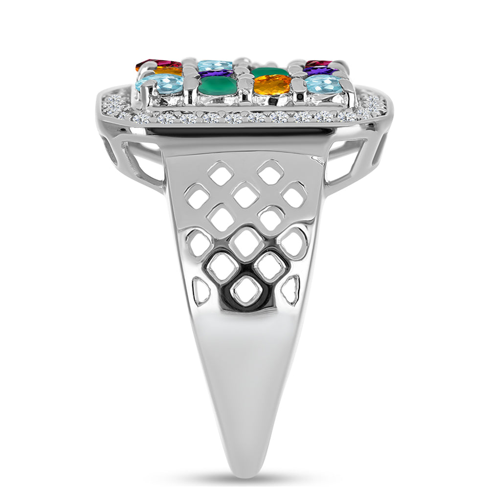 Silberring mit marokkanischem Amethyst und grünem Achat 4 