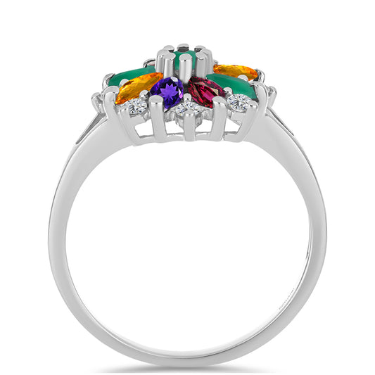 Silberring mit marokkanischem Amethyst und grünem Achat