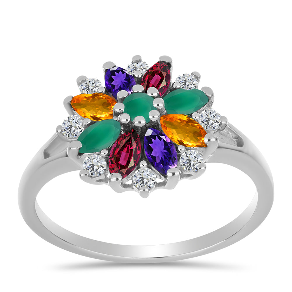 Silberring mit marokkanischem Amethyst und grünem Achat 3 