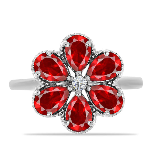 Silberring mit rotem Achat und weißem Topas