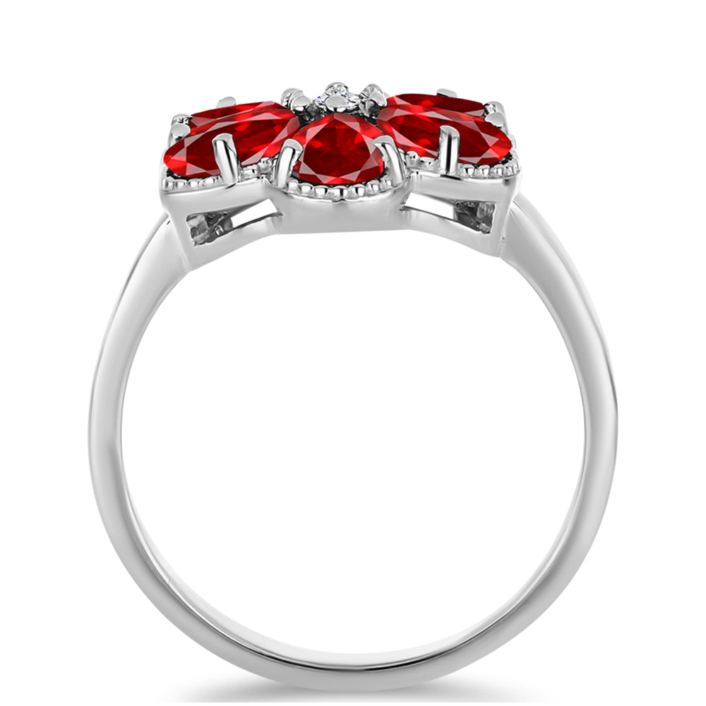 Silberring mit rotem Achat und weißem Topas 2 