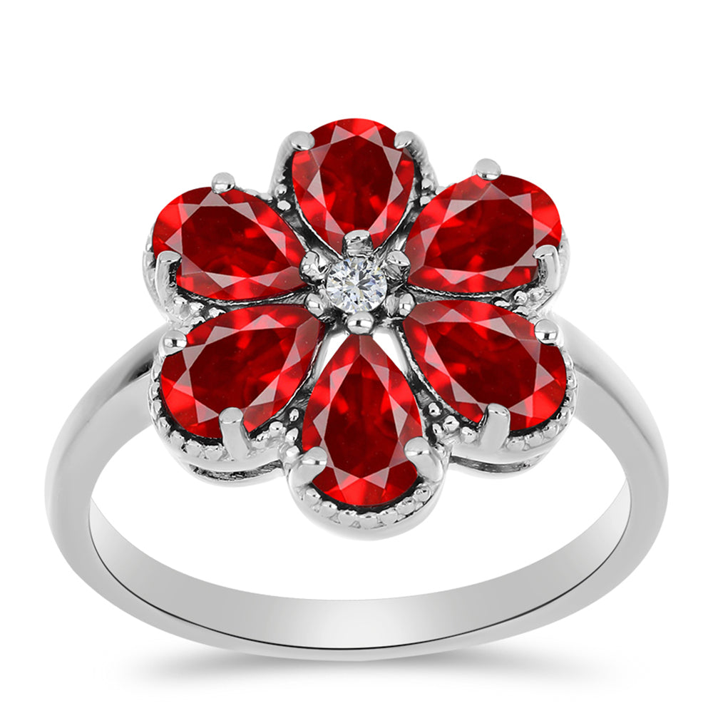 Silberring mit rotem Achat und weißem Topas 3 