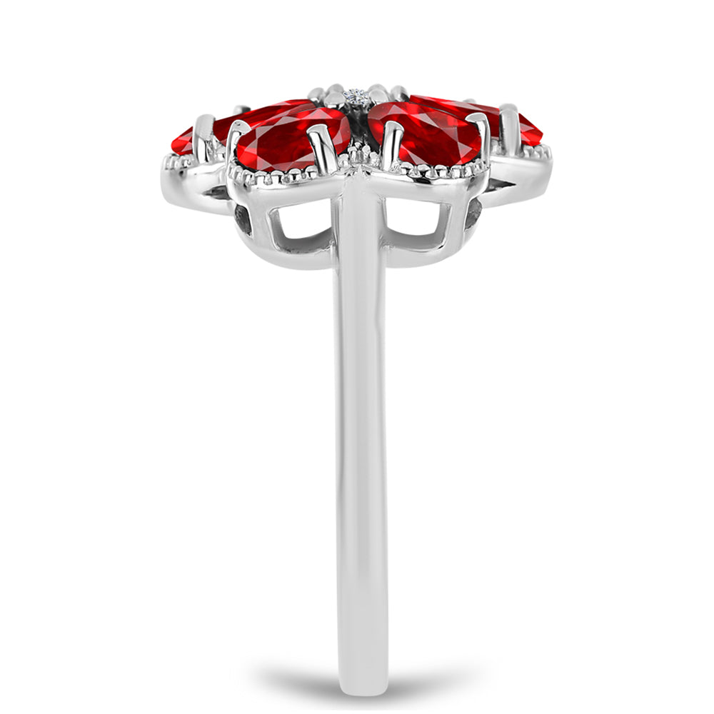 Silberring mit rotem Achat und weißem Topas